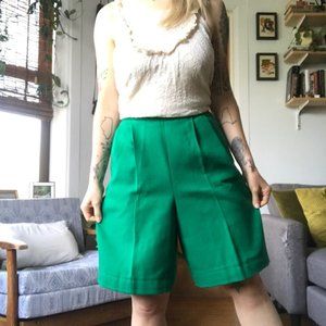 Vintage Kelly Green Tailored Culotte Shorts